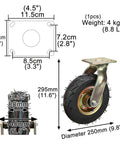 Tough As Nails Heavy Duty Caster Wheels Set Of 5 With 3 Swivel And 2 Fixed Industrial Castors Featuring Silent Pneumatic Rubber Tires 10 Inch castor dimensions