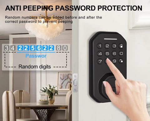 Keyless Entry Door Lock Electronic Keypad Deadbolt With Auto Lock One Touch Locking 50 Custom User Codes Anti Peeping Password