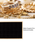 Dope Black Wooden Jewelry Tray With 24 Soft Padded Slots For Rings Bracelets Bangles And Chains Scratch Resistant Storage Holder Box, top view with 24 slots.