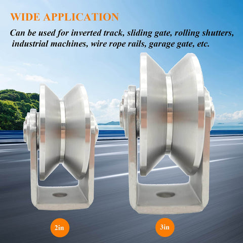 Stainless Steel V Groove Wheel Heavy Duty Caster With Bracket For Sliding Gates And Industrial Machines side view