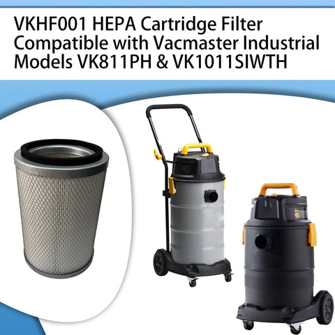 2 Pack Vacuum HEPA Cartridge Filter Assembly for Vacmaster VK811PH VK1011SIWTH Industrial Vacuums, 99.99 Percent Filtration at 0.3 Micron, Easy Install Replacement Filters