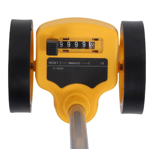 NDNCZDHC Rolling Measuring Wheel, 4 Inch Distance Measure Tool 0-9999.9m showing measurement dial and reset button.
