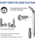 Anti Theft License Plate Screws Kit For Cars Tag Frame Holders Stainless Steel Mounting Hardware Tamper Resistant Security Screw Set 1 Quarter Inch M6 Rust Proof Chrome Caps ZXFOOG with wrench and screws display
