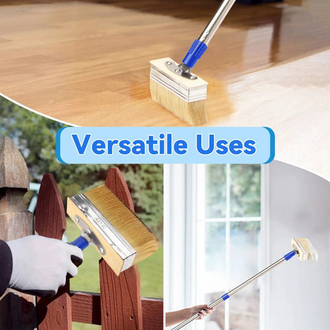 7 Inch Deck Stain Brush Kit With 60 Inch Long Handle And 3 Inch Small Brush for versatile uses on wood surfaces