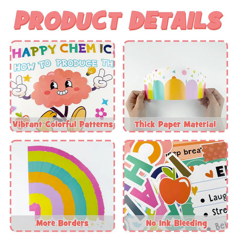 Product details showing Therapy Office Bulletin Board Decoration Set For Mental Health Classrooms And Counselors with colorful patterns