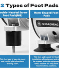 Double-headed screw and horn-shaped foot pads for stable equipment support, enhancing functionality of Heavy Duty Oil Free Vacuum Pump.