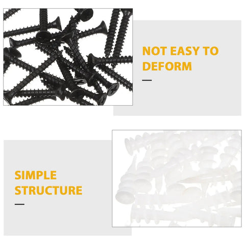Heavy Duty Stainless Steel Self Drilling Drywall Anchors And Mounting Screws Kit With Plastic Expansion Anchors For Enhanced Fixation And Superior Pull Out Resistance, Versatile For Shelving, Light Fixtures, Decor, And Other Wall Mounts, black and white screws