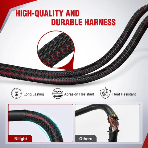 16 AWG Wiring Harness Kit With 1 Lead 12V Motorcycle Handlebar Switch On Off Power Relay And Inline Blade Fuse braid detail