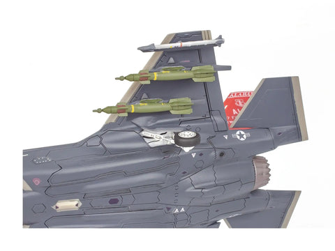 Side view of F-35A Lightning II Model Kit 1 To 72 Scale With 143 Parts, Skill Level 4, showing three ordnance patterns on tail.