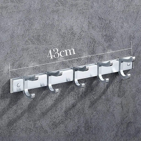 Super Sturdy Wall Mounted Coat Hooks Space Saving Aluminum Entryway Key Holder Rack Nordic Silver Finish with five hooks