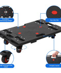 Interlocking Flat Dolly Set With 360 Degree Wheels For Heavy Furniture, Portable Moving Rollers, Black, 1200 Lbs Capacity
