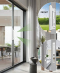White Sliding Glass Door Handle Set With Sturdy Latch And No Hassle Install For All Standard Patio Doors, showing front and back views.