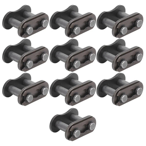 Ten Pack 428 Roller Chain Master Links Heavy Duty Steel Motorcycle Chain Connectors, durable steel fasteners for bike repairs.