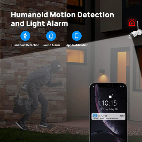 Image of 2.5K 5MP WiFi Security Camera System Outdoor Expandable 16CH NVR Supports Up To 8MP 500GB HDD Included Spotlight