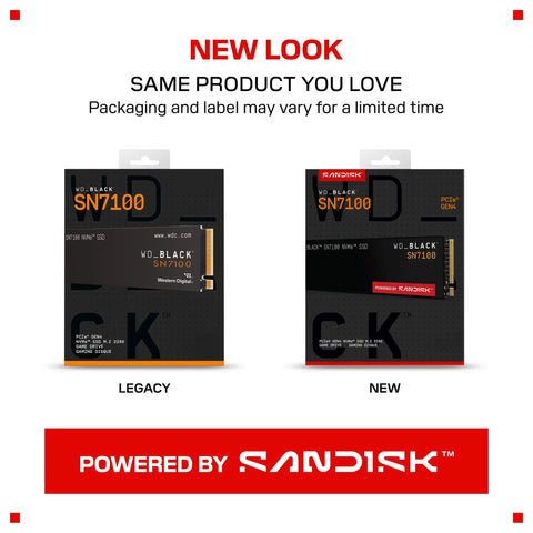 SN7100 1TB NVMe SSD Gen4 PCIe M2 2280 Up To 7250 MBps Read Speed And 6900 MBps Write Speed packaging comparison