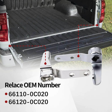 Tailgate Hinge And Bushing Insert For 2007-2024 Tundra SR And SR5 Right Passenger Side Replacement Assembly Replaces 661100C020 shown near truck bed