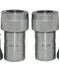 Set of four 1/2 in Pioneer-style ISO 5675 hydraulic quick-connect tractor couplers with dust caps.