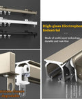 Heavy Duty Silent Sliding Barn Door Track Kit With Quality Rollers mounted in gold, white, and black for interior spaces.