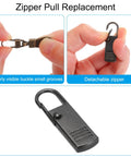 Zipper Pull Replacement Kit Four Pcs Detachable Metal Zipper Tabs For Luggage Backpacks And Suitcases Gun Black Easy Install