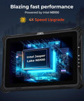 Badass 12.2 Inch Rugged Windows Tablet Featuring Hot Swap Dual Batteries And Easy Ssd Upgrades IP65 Waterproof showing Intel N5100 chip design.