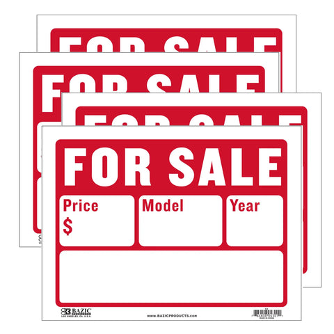 Red 9x12 Car Sale Sign Two Line Message Board High Visibility Durable Weatherproof Plastic Indoor Outdoor 4 Pack