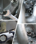 Close-up of 12 Piece SAE Flex Head Ratcheting Wrench Set used in chrome vanadium steel automotive repair.