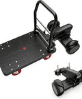 Heavy Duty Electric Push Cart Dolly With 300KG Capacity And Massive 800W Motor for easy warehouse order picking, showing flatbed platform and motor.