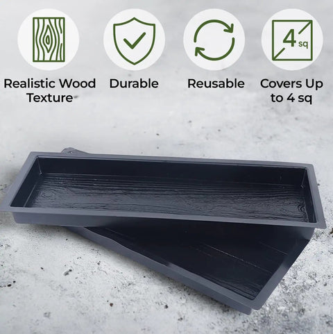 DIY Wooden Paver Molds Kit, 2 Pack Concrete Paver Molds For Pathways And Stepping Stones with realistic wood texture