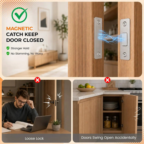 Ultra Thin Magnetic Cabinet Door Catch 16 Pack Slim Self Adhesive Drawer Latch for Cabinets Drawers and Closets Boss Hold