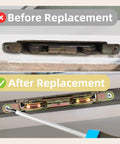 Comparison of old and new 2-Pack Heavy Duty Sliding Door Rollers With Steel Ball Bearing Tandem Wheels For Patio Doors installation