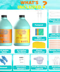 Fast Cure 1 Gallon Epoxy Resin Kit with Quick Dry Formula, includes resin, hardener, tools, gloves, and instructions.