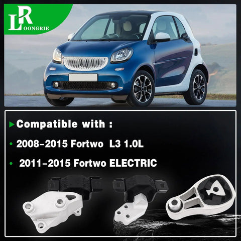 Built Tough Engine And Transmission Mount Kit Compatible With 2008 To 2015 Smart Cars For A Slick Fit And Ridiculously Smooth Rides on a blue Smart Fortwo.