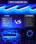 Comparison of blue solar dock deck lights with 30 LEDs and 360-degree illumination against other models