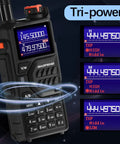 10W Two Way Radio For Outdoor Survival with display, tri-power settings, and keypad, ideal for long range and trail trips.