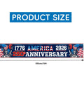 250th Anniversary USA Banner Flag 120 Inch Premium Polyester With Brass Grommets For Outdoor And Indoor Decor product size diagram