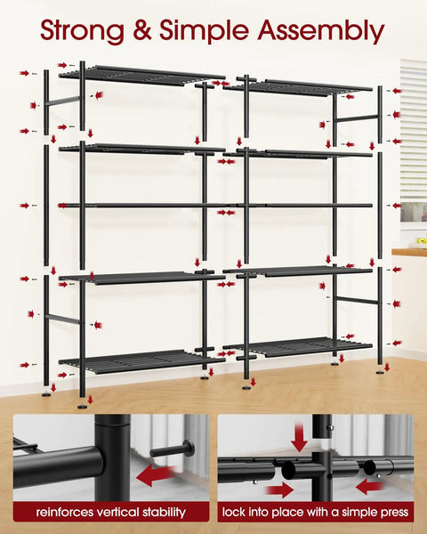 Massive 5 Tier Heavy Duty Garage Storage Shelves With a 59.1 by 15.7 by 69.2 Inch Frame Ultra Sturdy Steel Rack for Tools Equipment and Bulk Gear Easy Assembly Black Finish Big Capacity and Flexible Tier Spacing