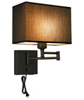 Swing Arm Wall Lamp With Dimmer And USB Port Wall Sconce Black Fabric Shade For Bedroom Living Room And Nurse Room Creates Cozy Mystical Atmosphere With Plug In Cord