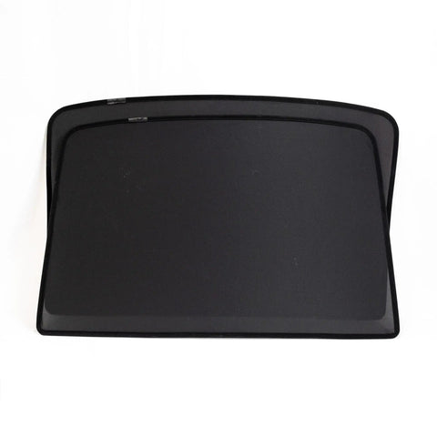 Custom Tailored Four Piece Tesla Model Y Sunroof Solar Shades In Slick Light Grey featuring a tinted retractable shade for UV blocking.