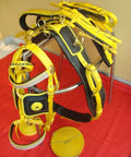 Yellow and black nylon horse driving harness full size for carriage and training durable nylon tack set lightweight