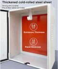 Heavy Duty Outdoor Electric Vehicle Charger Enclosure Rugged Cold Rolled Steel Weather Lock Box With Key Security Protection Case For Level 2 Charging Station Plug Guard with interior measurements shown.