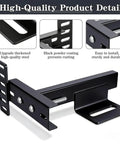 Heavy Duty Adjustable Headboard Bracket Kit With Footboard Extension Universal Fit For Twin Full Queen King Beds Solid Metal Powder Coated Black, detailed view of robust steel construction.