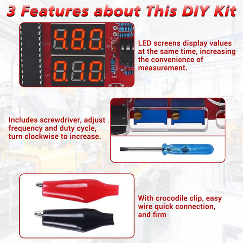 DIY Soldering Practice Kit With PWM Adjustable Signal Generator Voltage And Current Tester LED Display Features