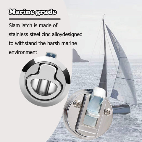 Boat Slam Latch Kit With Two Inch Lift Handle Deck Hatch Marine Grade Stainless Steel Zinc Alloy Flush Latches Pack