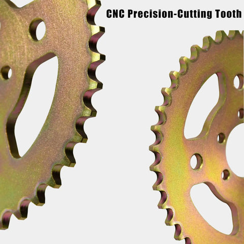 Close-up of a 40T 6 Hole Rear Sprocket For 420 Chain High Speed Direct Fit For Coleman CT100U showing CNC precision-cutting teeth