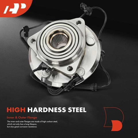 Pair Front Wheel Bearing And Hub Assembly With ABS Compatible With Jeep Wrangler 2007 2010 5-Lug 4-Wheel ABS Beefed-Up High Load Capacity Ball Bearing For Smooth Daily Driving, showing high hardness steel