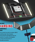 360 Self Grooming Mirror With Tripod And LED Lights For At Home Pro Grade Haircuts And Makeup USB C Fast Charge battery detail