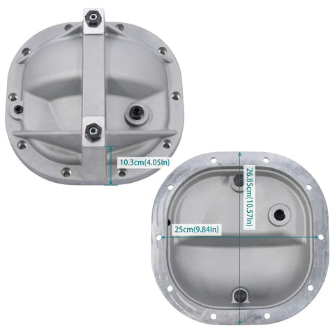 Heavy Duty 8.8 Rear Differential Cover Girdle System For Ford Mustang F150 Bronco Explorer showing cast aluminum assembly dimensions.