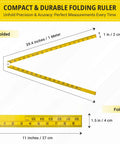Foldable Meter Stick Ruler 36 Inch Go To Classroom Tool for Measuring in Inches Centimeters Millimeters and Meters, unfolded view