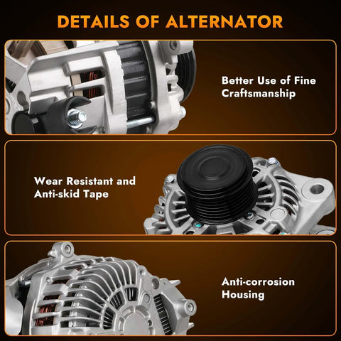 Premium Alternator Replacement For 2013 To 2017 Accord 2.4L 4 Cylinder featuring alternator details like craftsmanship and durability