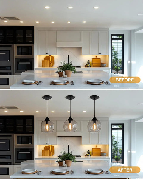 Level Up Your Lighting Game With This Easy Breezy Recessed Can Light Conversion Kit Fits 5 Inch And 6 Inch Housings Converts To Sleek Pendant Fixtures Includes 7.75 Inch Flat Steel Ceiling Medallion In Matte Black